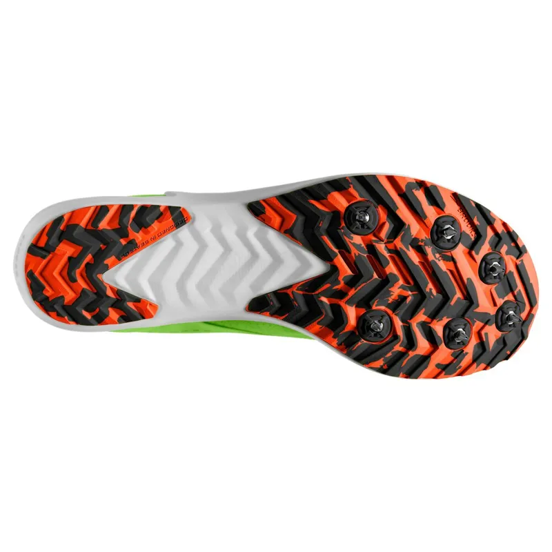 Brooks Draft XC Spike Green Gecko Red Orange White Unisex-5