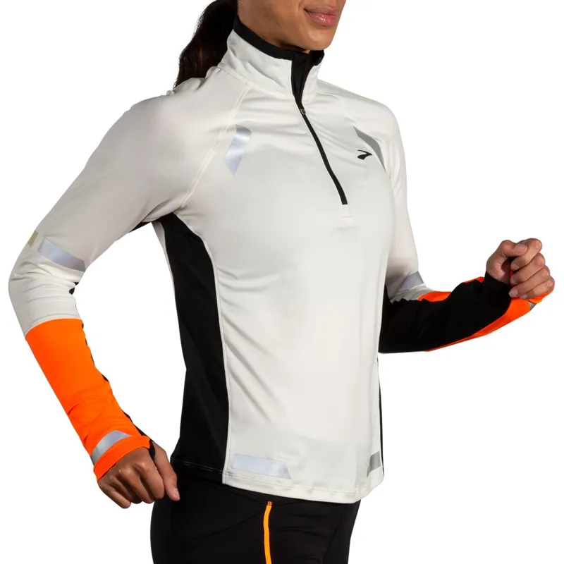 Brooks Run Visible 1/2 Zip 2.0 Ecru/Fluoro Flash/Black Women's-1