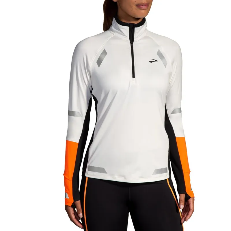Brooks Run Visible 1/2 Zip 2.0 Ecru/Fluoro Flash/Black Women's-2