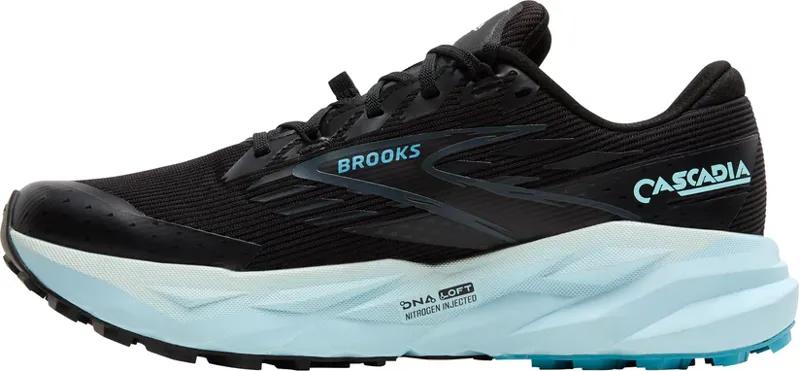 Brooks Cascadia 19 GTX Black Ebony Blue Flower Women's-2